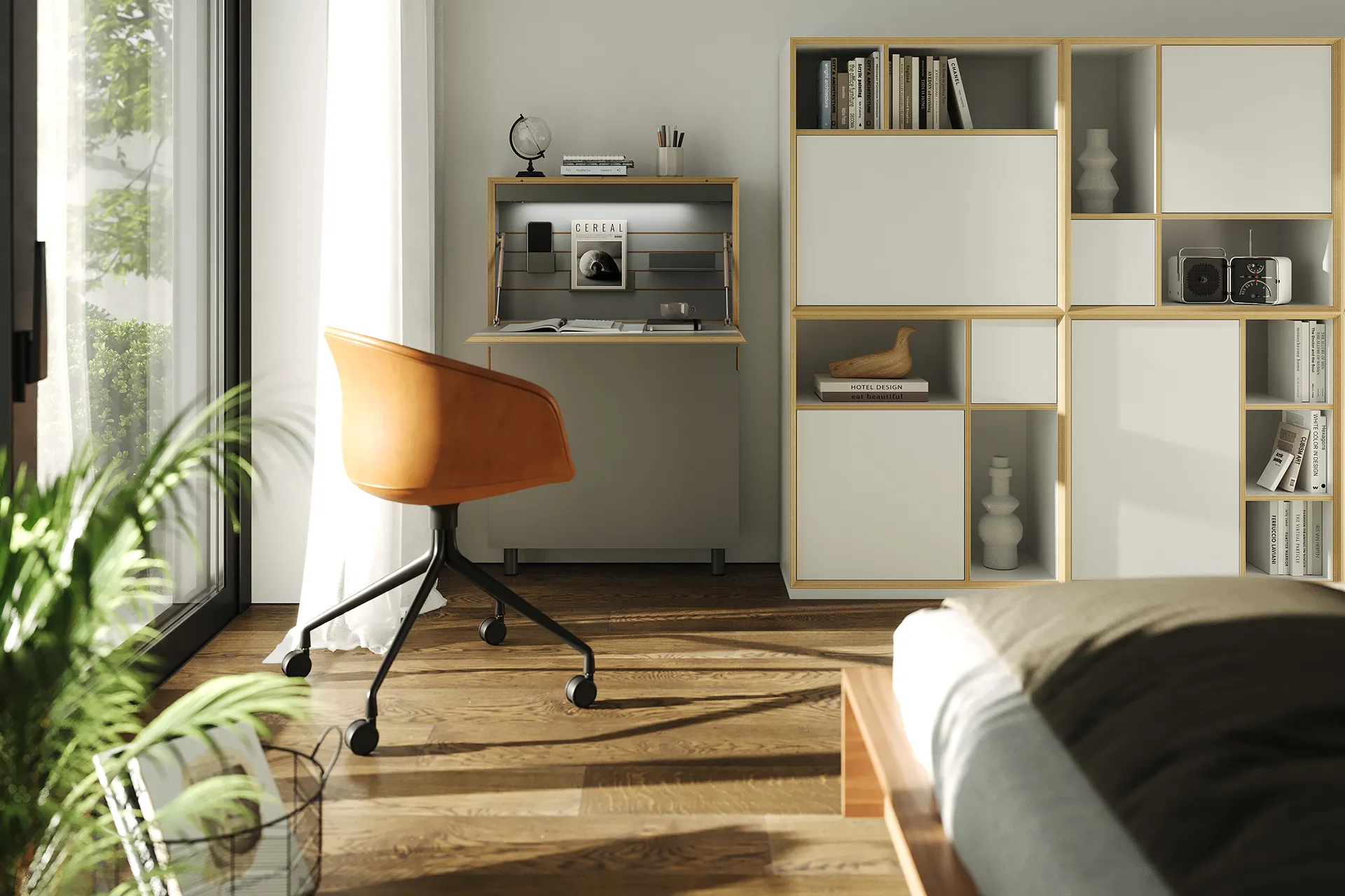 Müller Small Living FLATMATE Sekretär in Grau für das platzsparende Homeoffice