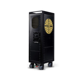 bordbar rivet rocker black Flugzeugtrolley mit goldenem Pan-Am-Logo